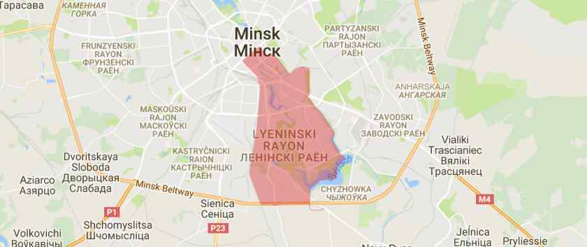Ленинский район на карте Минска